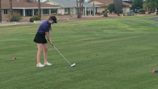 Valley Vista junior Alyse Hryb hits a tee shot at Deer Valley Golf Course. [Photo courtesy of Amanda Hryb]