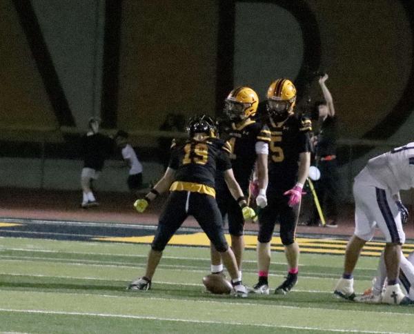 Alejandro Gomez celebrates after his second interception of the game against Tempe. (Photo: Patrick Snyder/ AZPreps365)