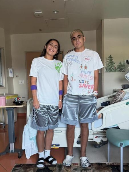 After JP’s bone marrow transplant, Mila Russo brings support and encouragement during a visit to JP's hospital room. (Photo courtesy of the Russo family)